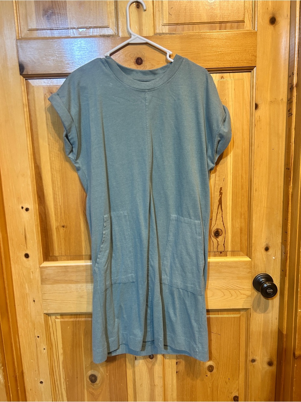 Everyday Short-Sleeve Mini Dress with Pockets - Sage Green